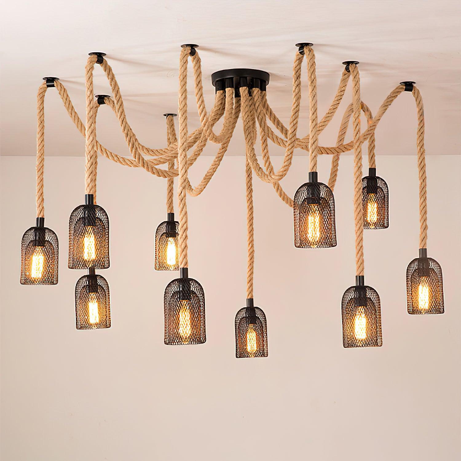 Hemp Rope Scattered Flower Chandelier - Letslighting