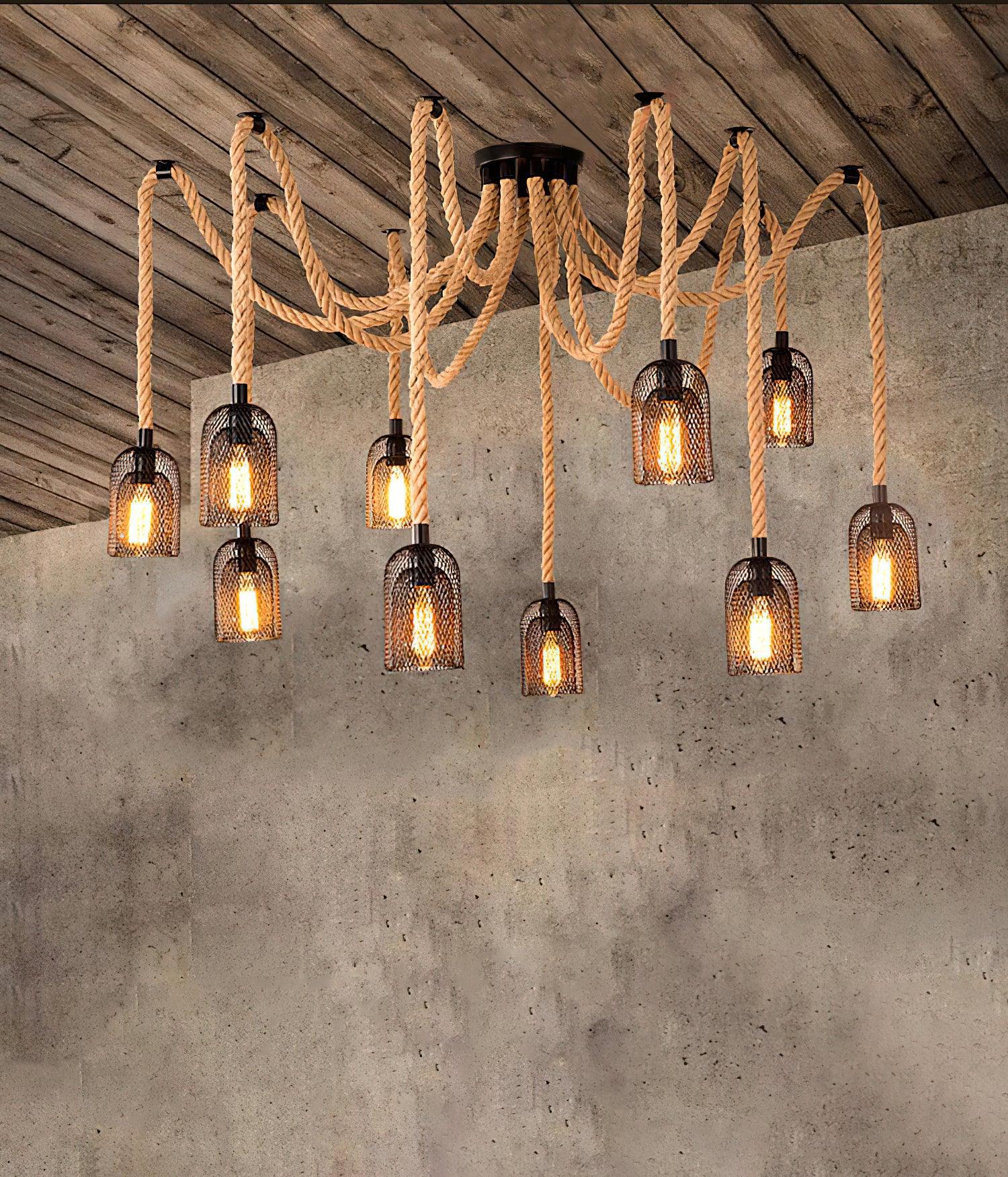 Hemp Rope Scattered Flower Chandelier - Letslighting