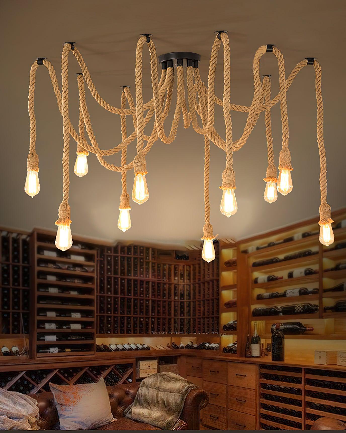 Hemp Rope Scattered Flower Chandelier - Letslighting
