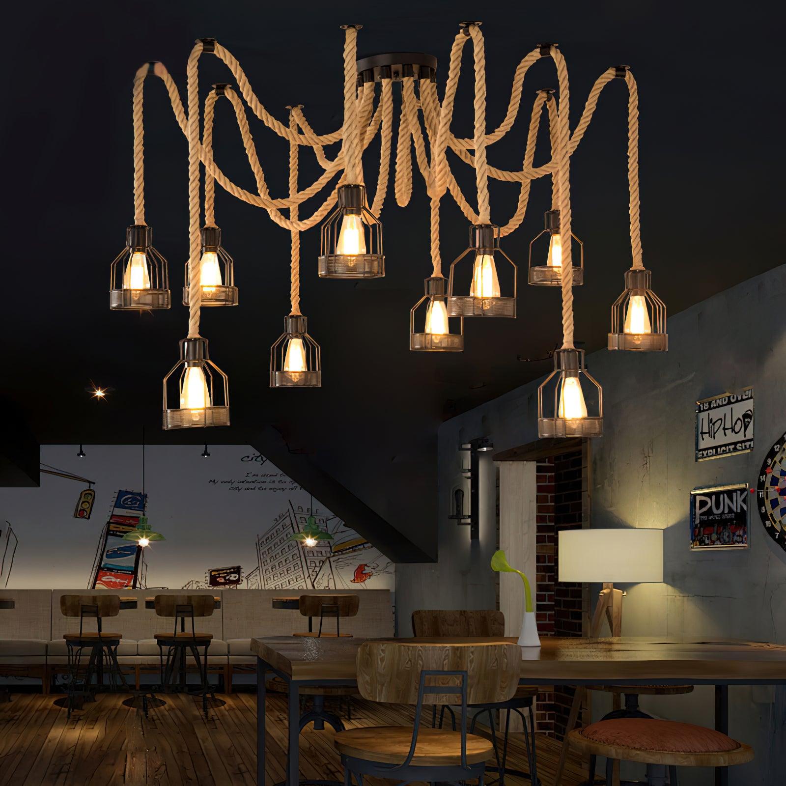 Hemp Rope Scattered Flower Chandelier - Letslighting