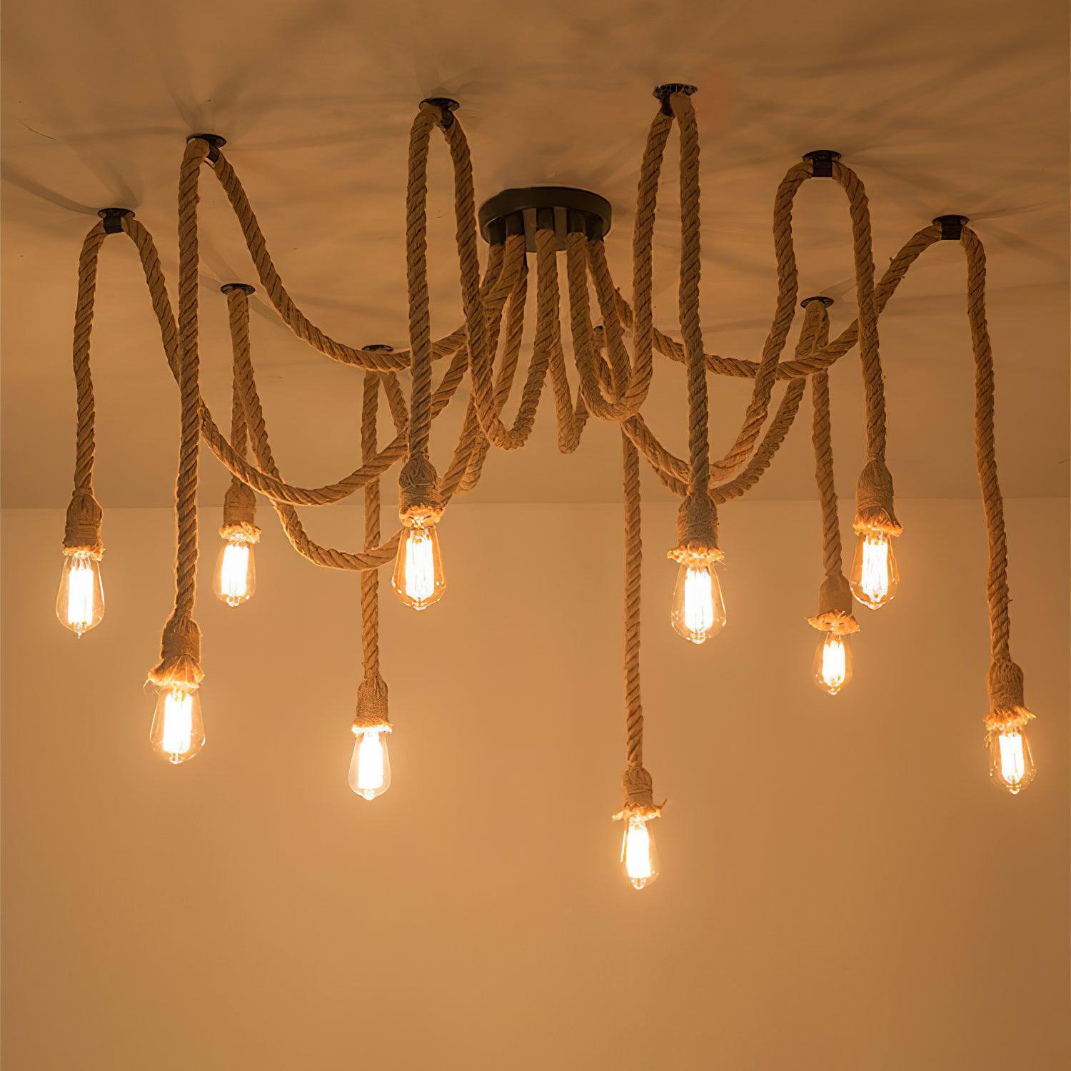 Hemp Rope Scattered Flower Chandelier - Letslighting