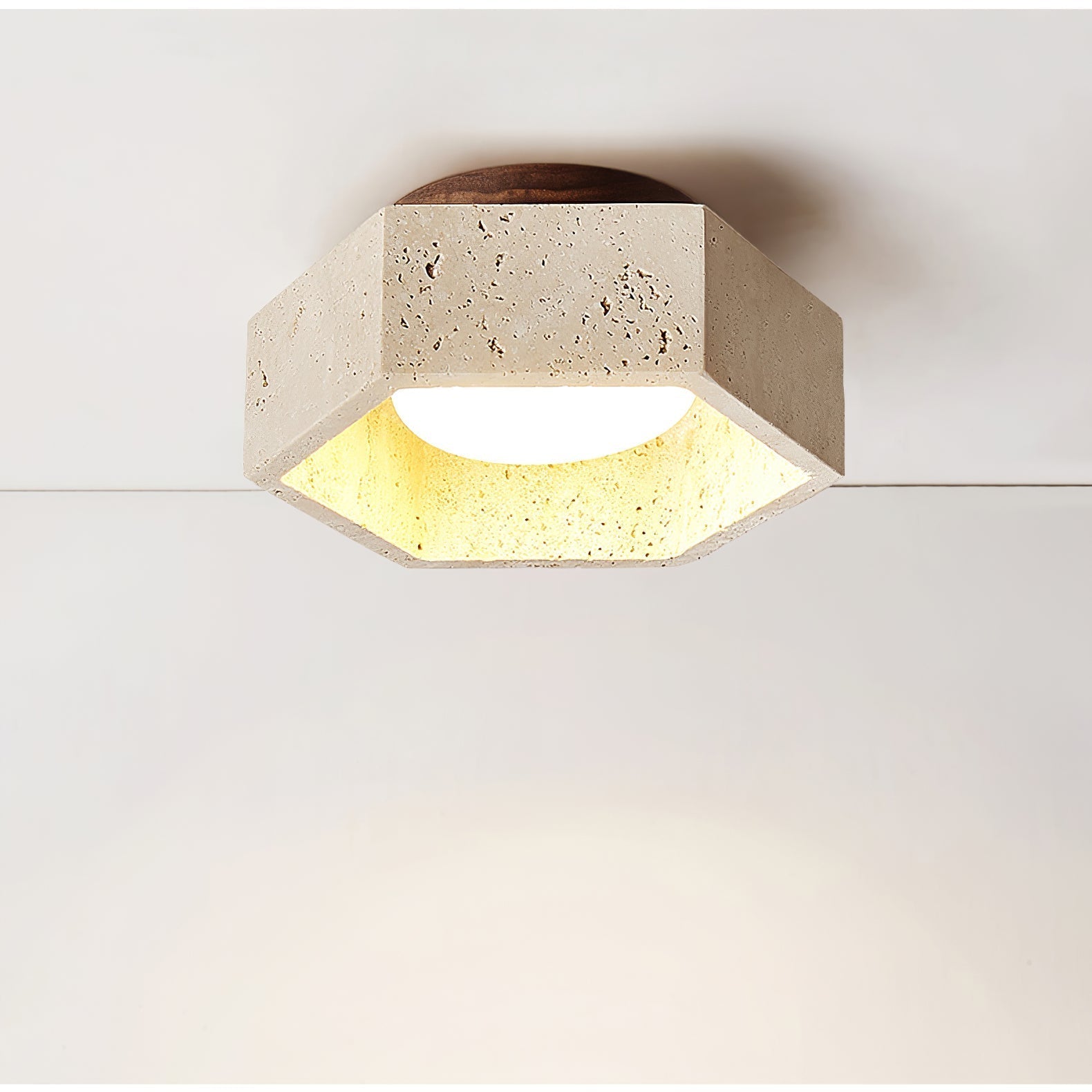 Hexara Travertine Hexagonal Ceiling Light - Letslighting