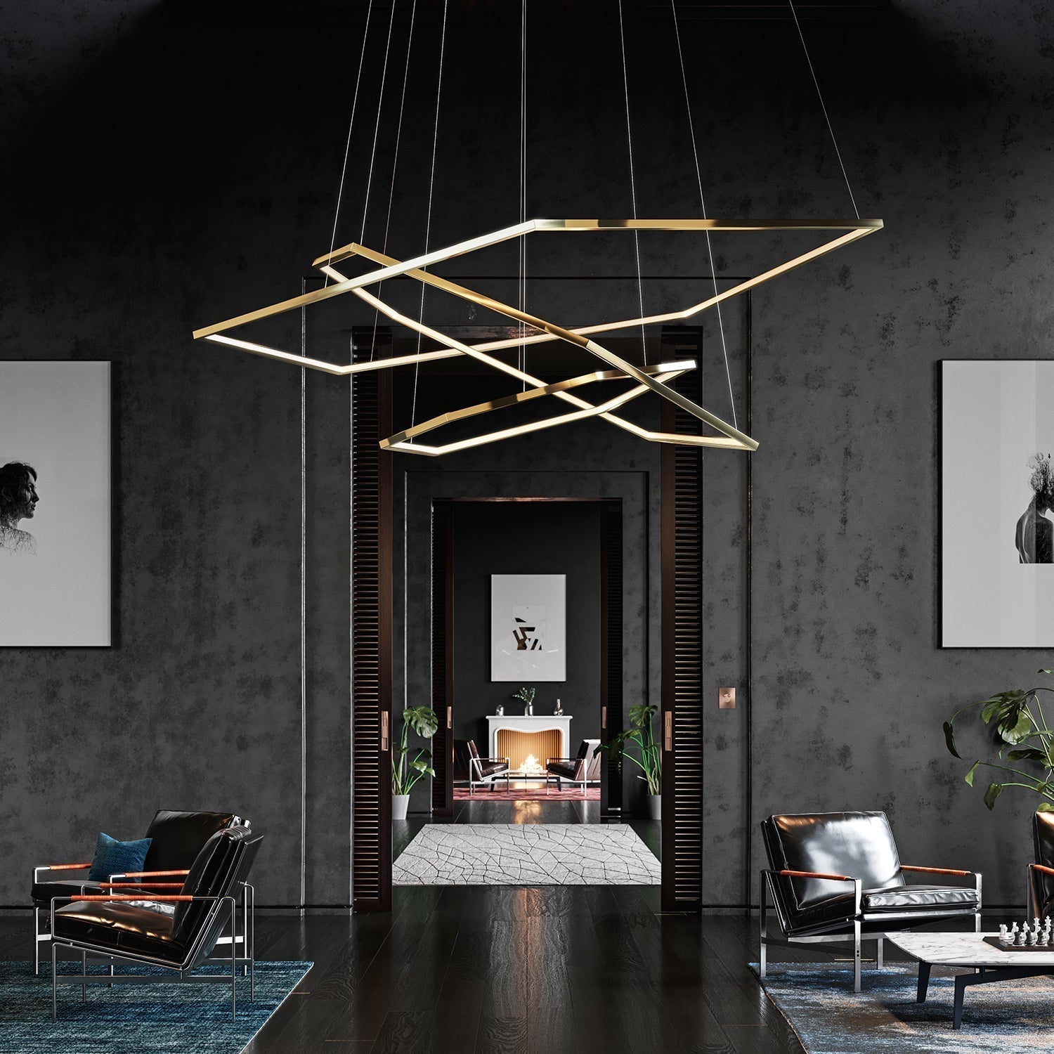 Ilira Modern Minimalist Metal Acrylic Chandelier - Lamp Copper