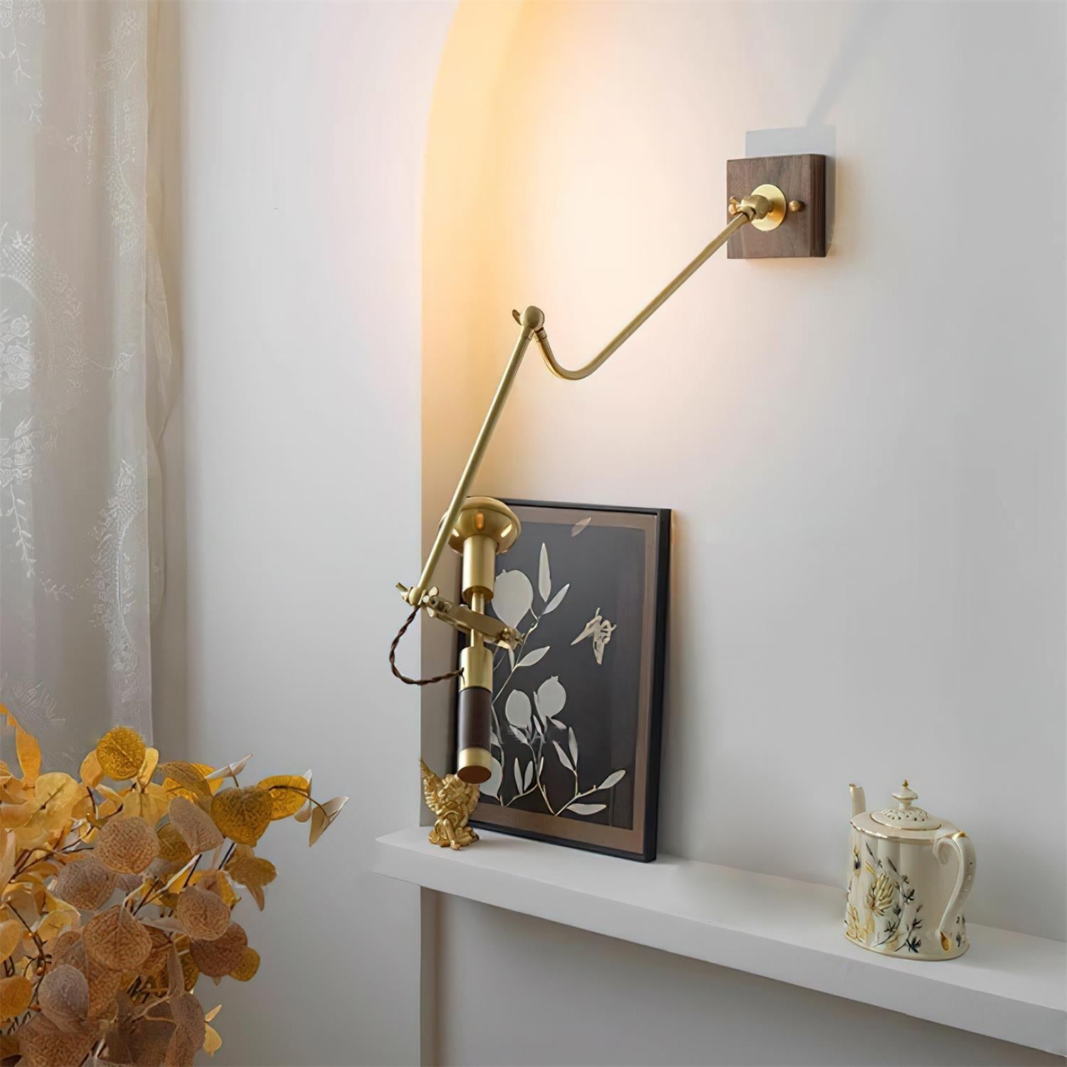 Wall Lamp Adjustable Brass Walnut Vintage Spotlight Industrial Task Sconce - Letslighting