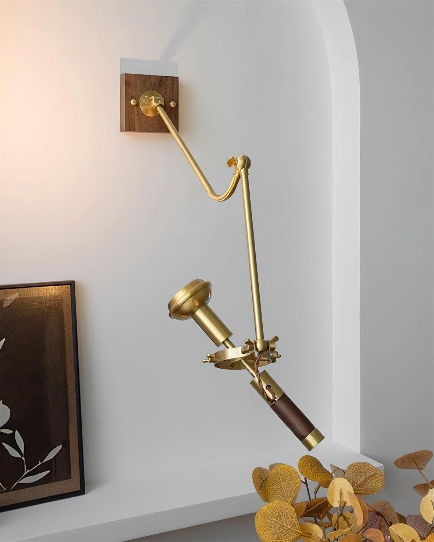 Wall Lamp Adjustable Brass Walnut Vintage Spotlight Industrial Task Sconce - Letslighting