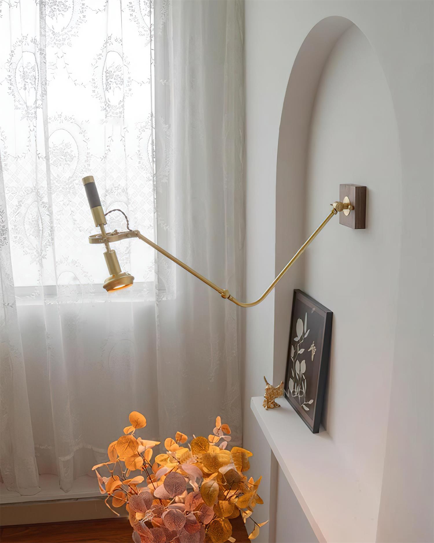 Wall Lamp Adjustable Brass Walnut Vintage Spotlight Industrial Task Sconce - Letslighting