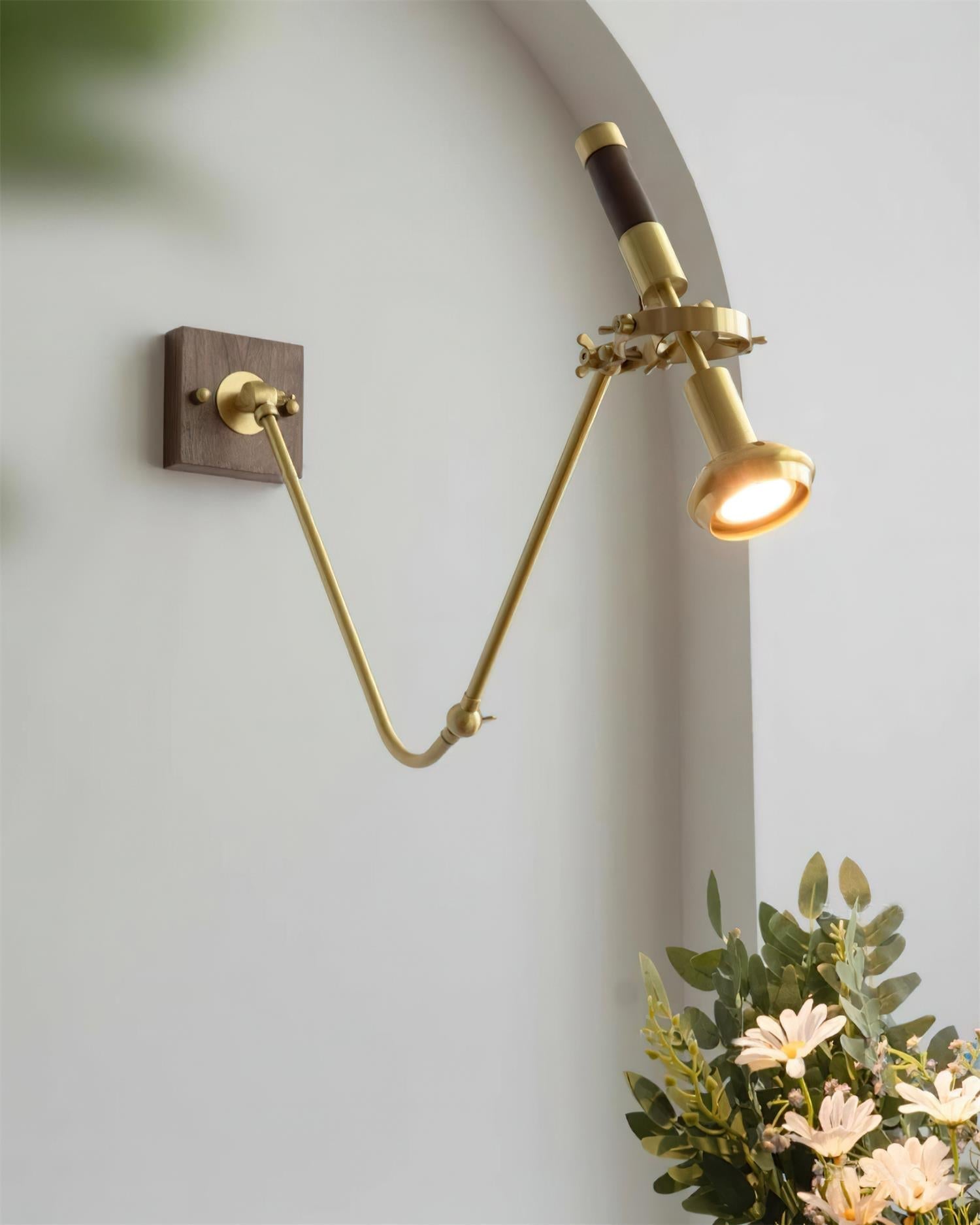 Wall Lamp Adjustable Brass Walnut Vintage Spotlight Industrial Task Sconce - Letslighting