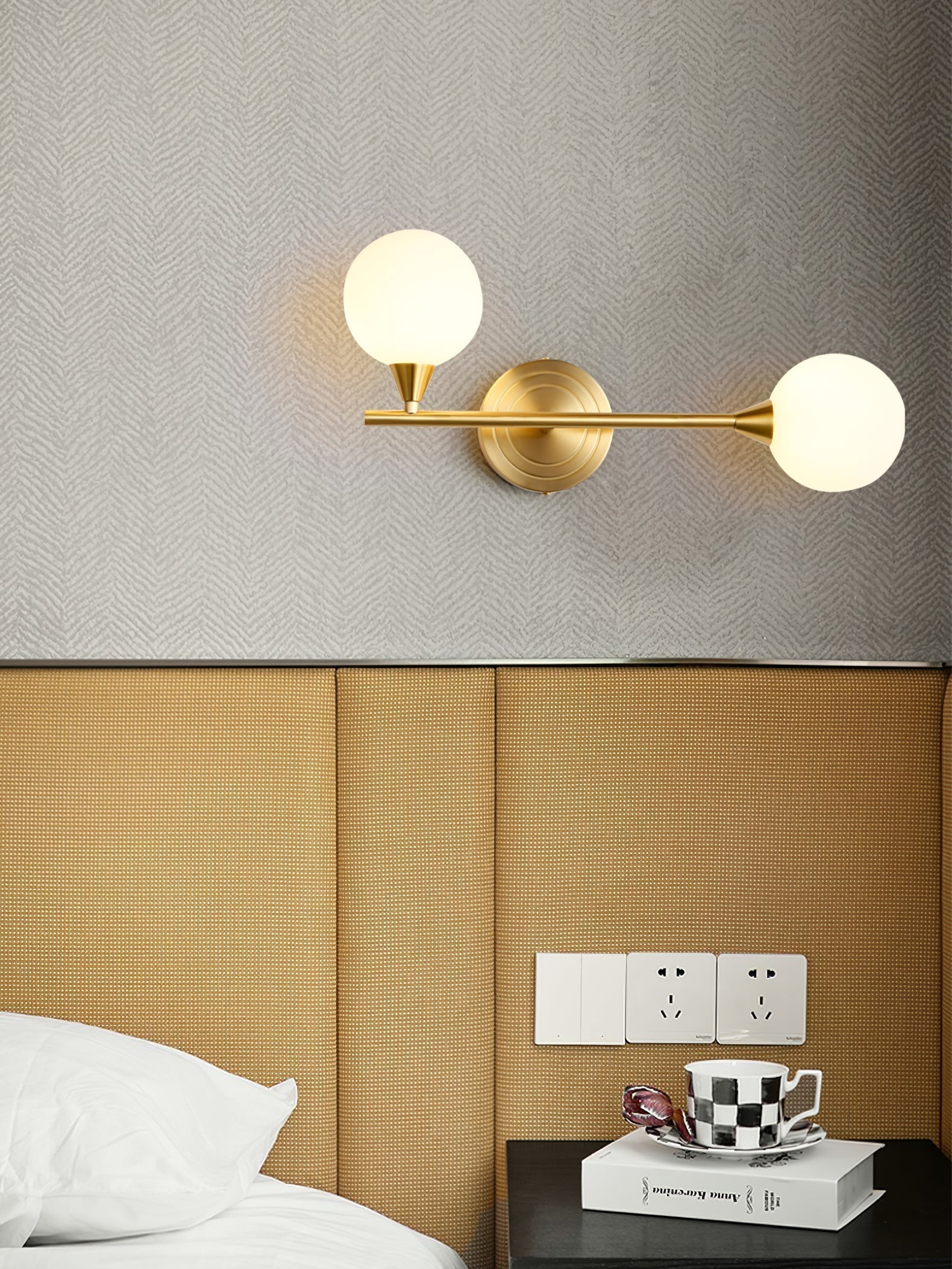Holten Modern Minimalist Armed Brass Glass Sconce Wall Lamp - Lamp Copper