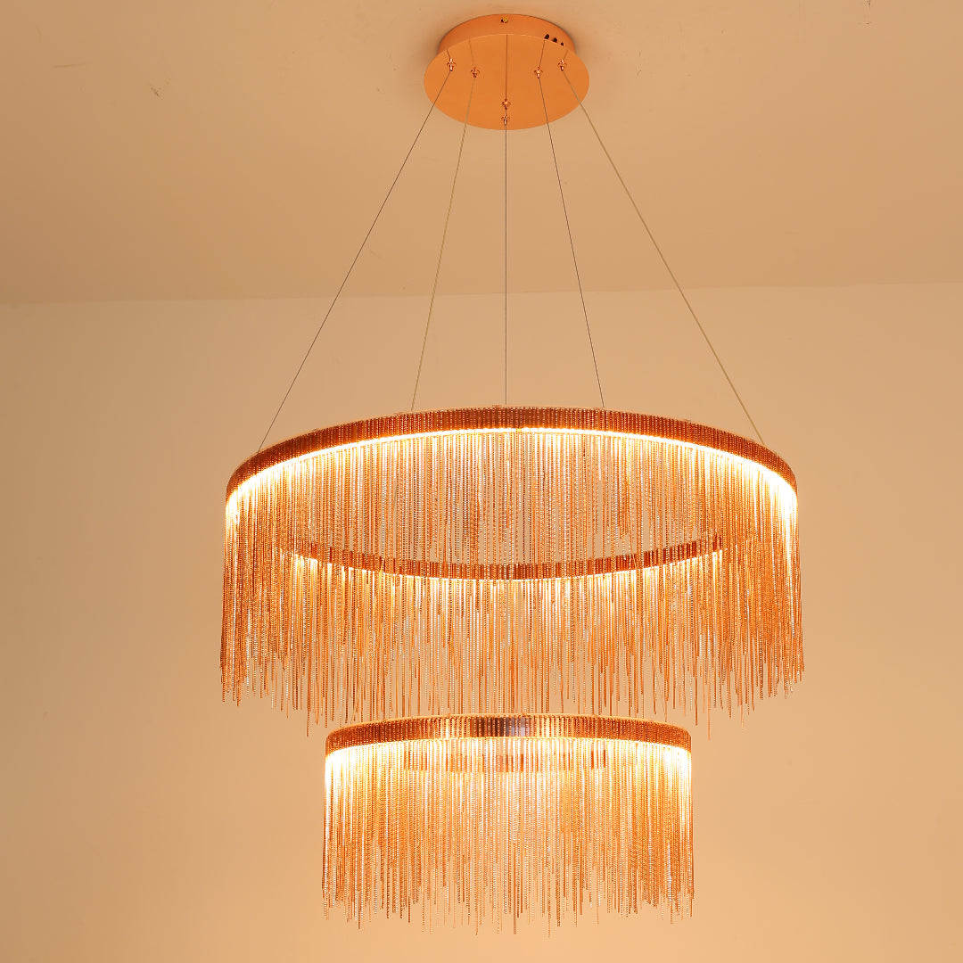 Arisha Decorativa Circulo Metal Lámpara Colgante Plata/Ora Rosa
