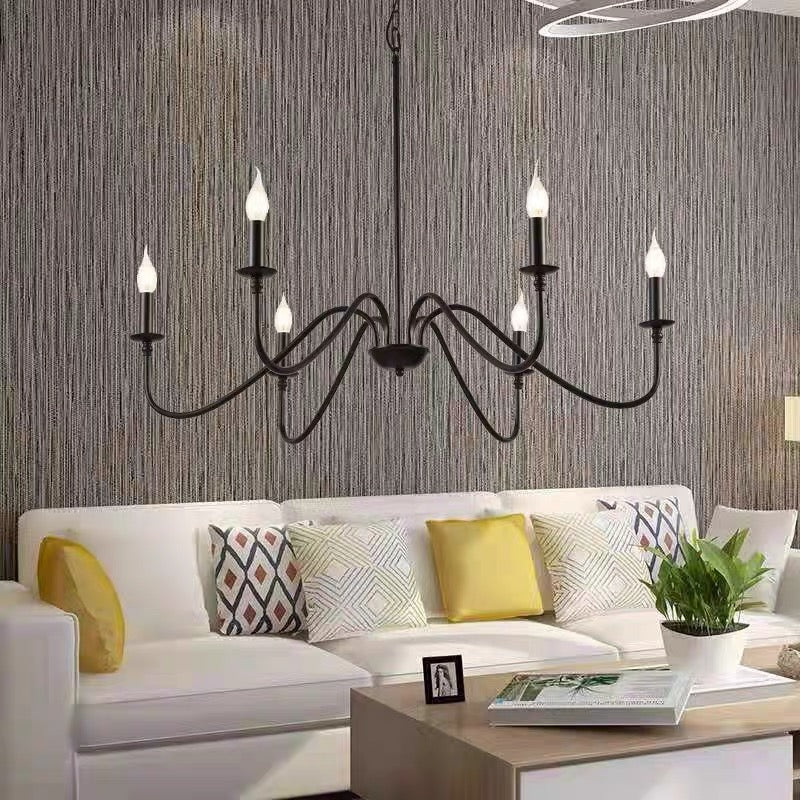 Silva Lámpara de Araña de Metal con Velas de Estilo Retro Vintage