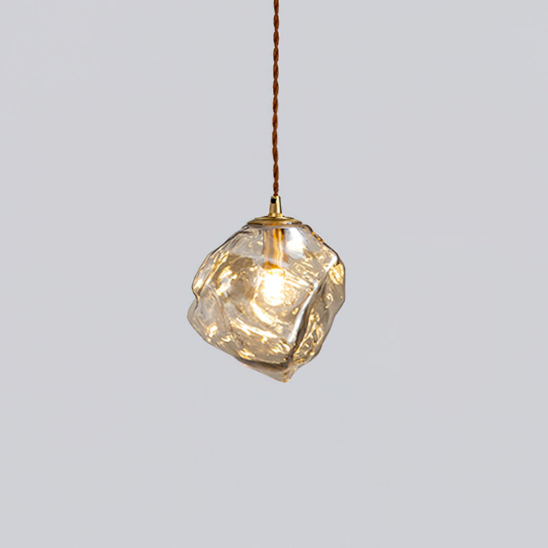 Pendant Light Walnut Wood Glass Cube - Letslighting