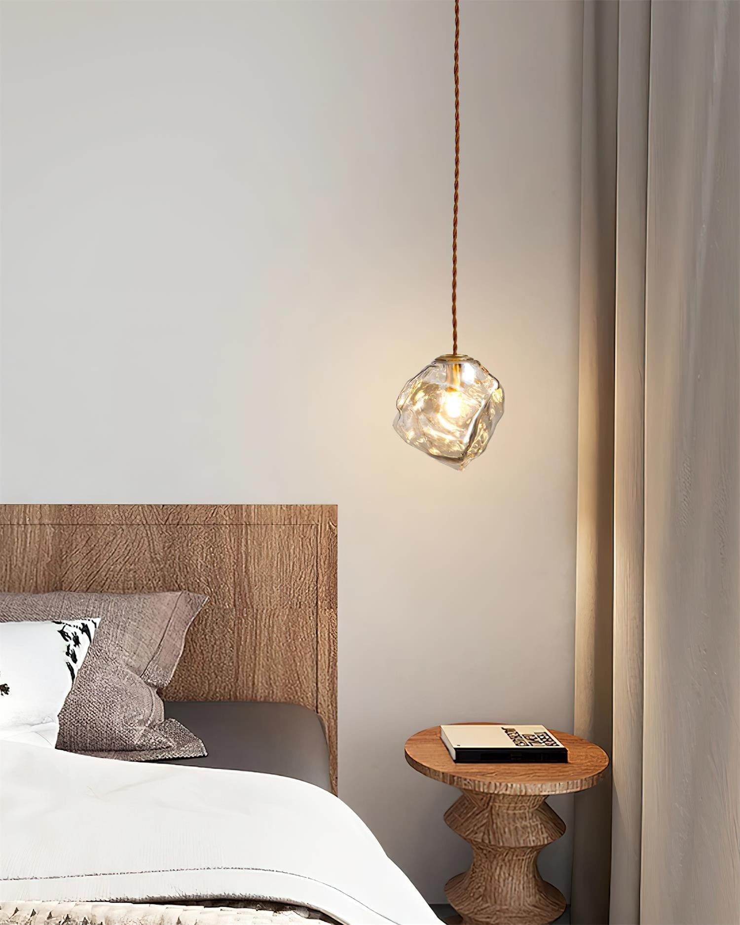 Pendant Light Walnut Wood Glass Cube - Letslighting