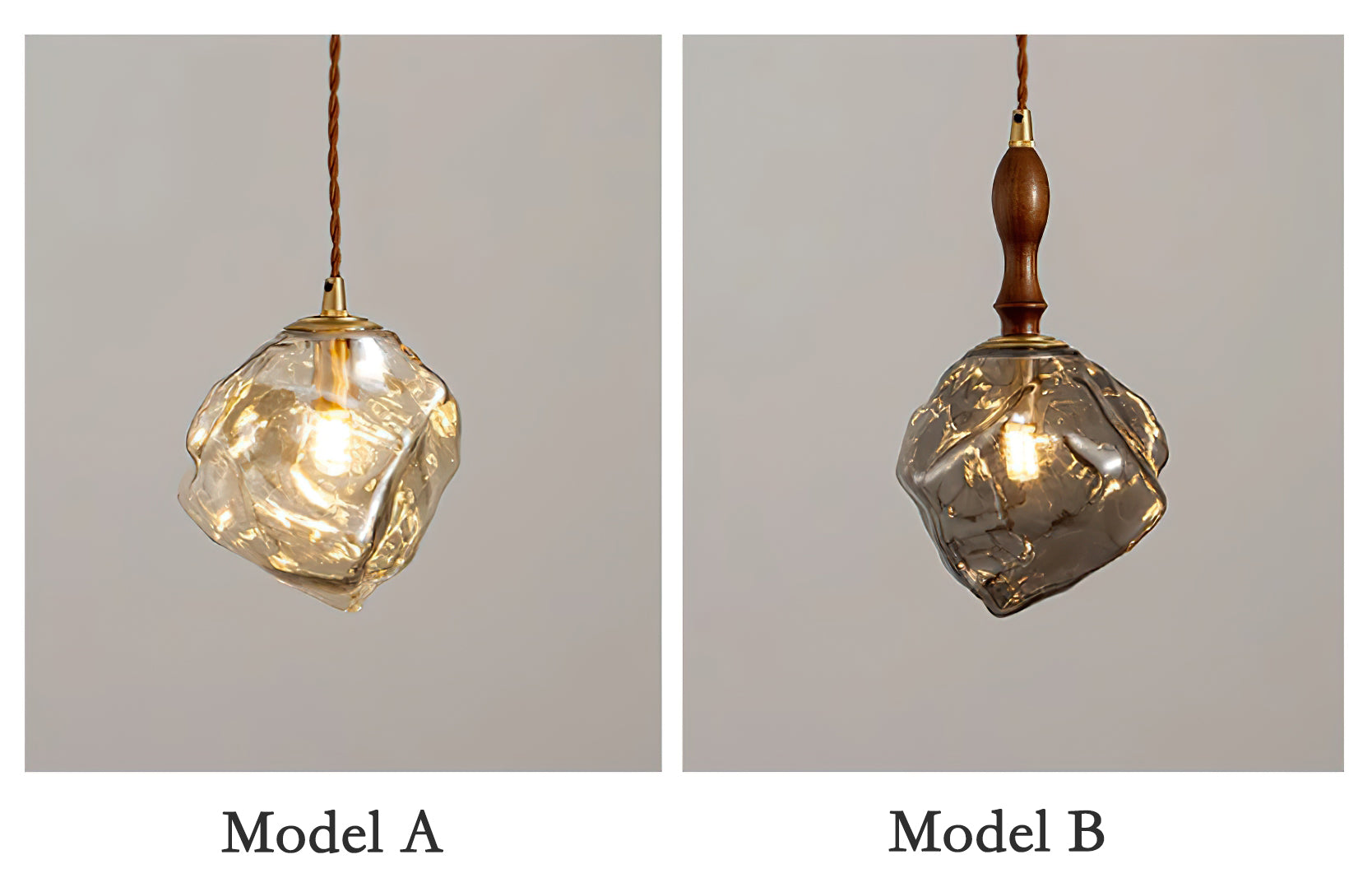 Pendant Light Walnut Wood Glass Cube - Letslighting