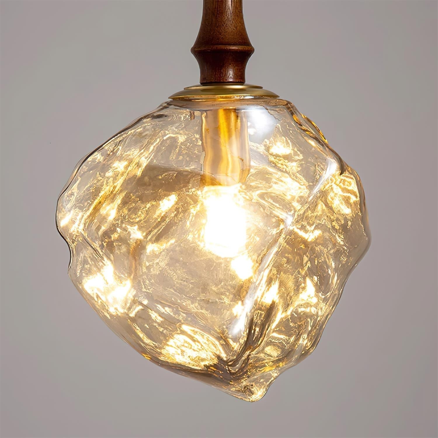 Pendant Light Walnut Wood Glass Cube - Letslighting