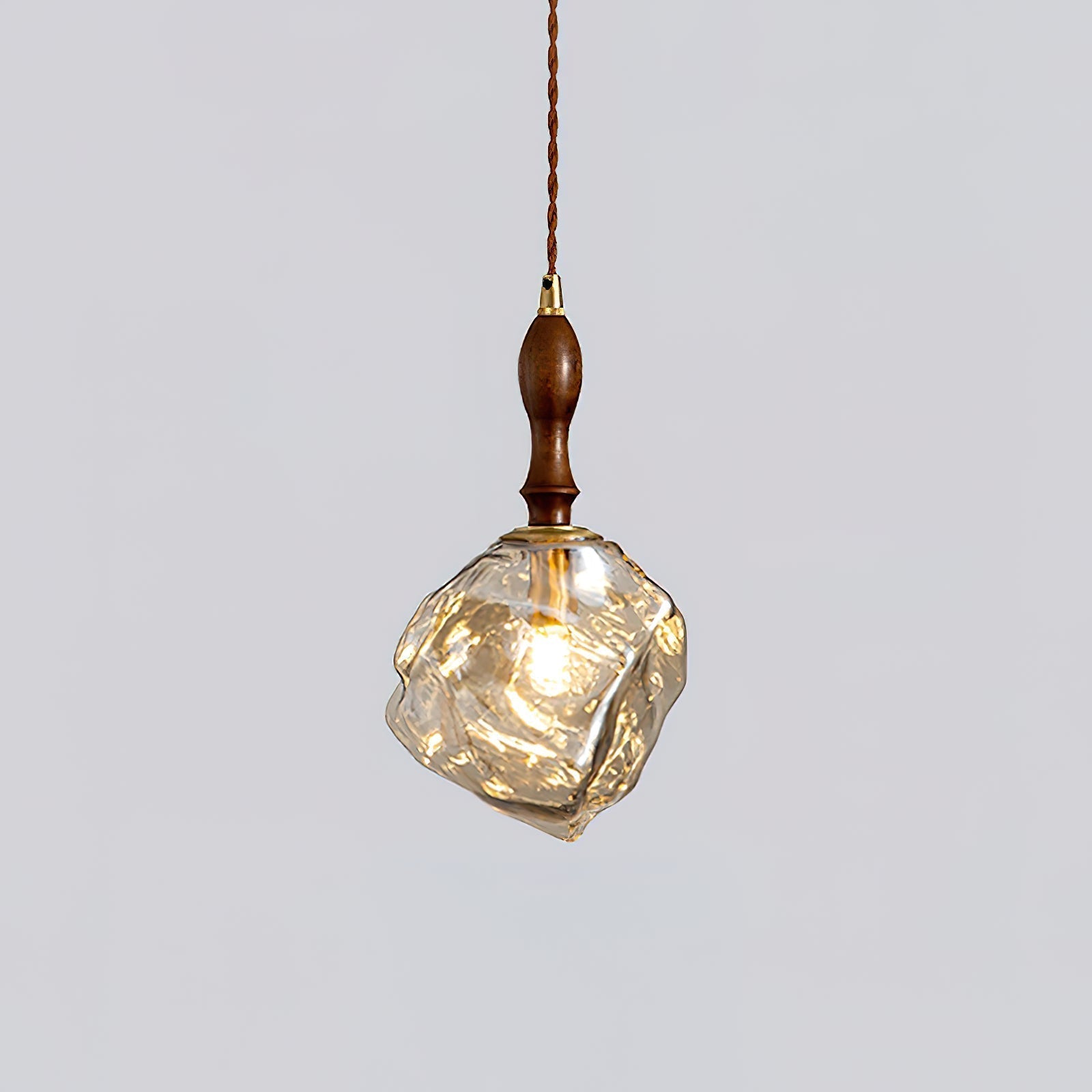 Pendant Light Walnut Wood Glass Cube - Letslighting