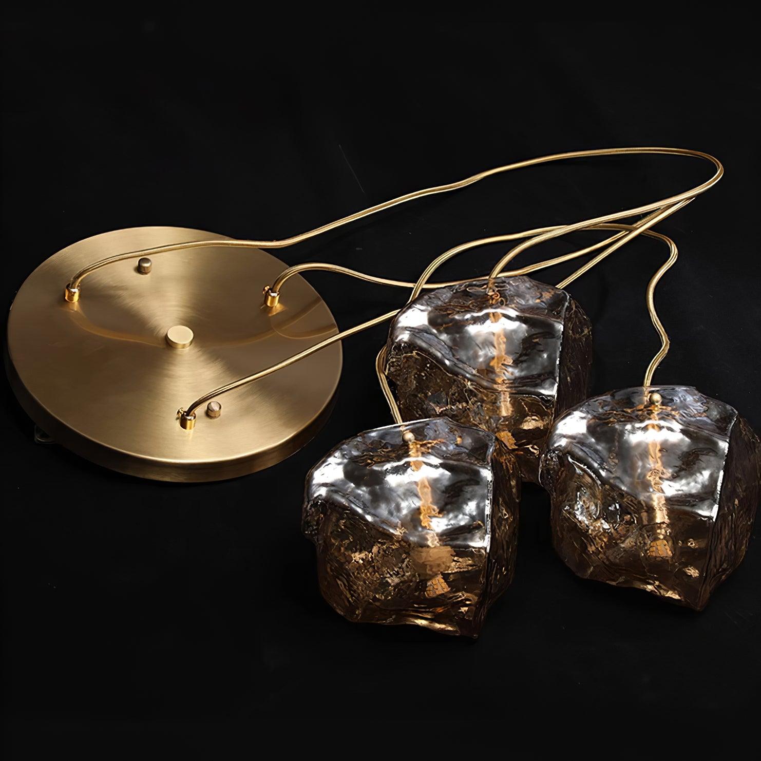 Aria Lámpara Colgante de Vidrio Helado con Latón