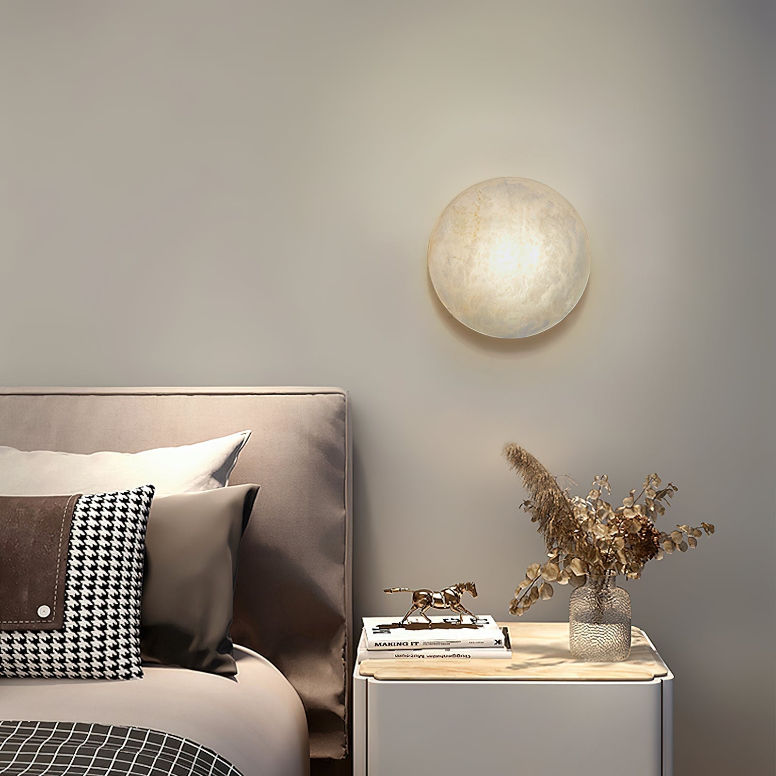 Ilvinan Modern Minimalist Single Alabaster Wall Lamp - Lamp Copper