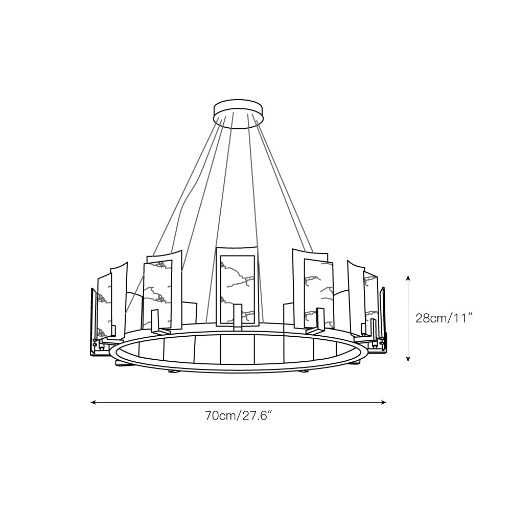 Nyraeila Postmodern Luxury Metal Alabaster Round Chandelier - Lamp Copper