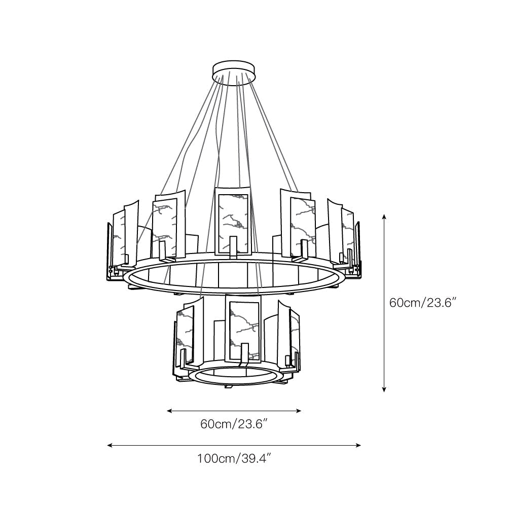 Nyraeila Postmodern Luxury Metal Alabaster Round Chandelier - Lamp Copper