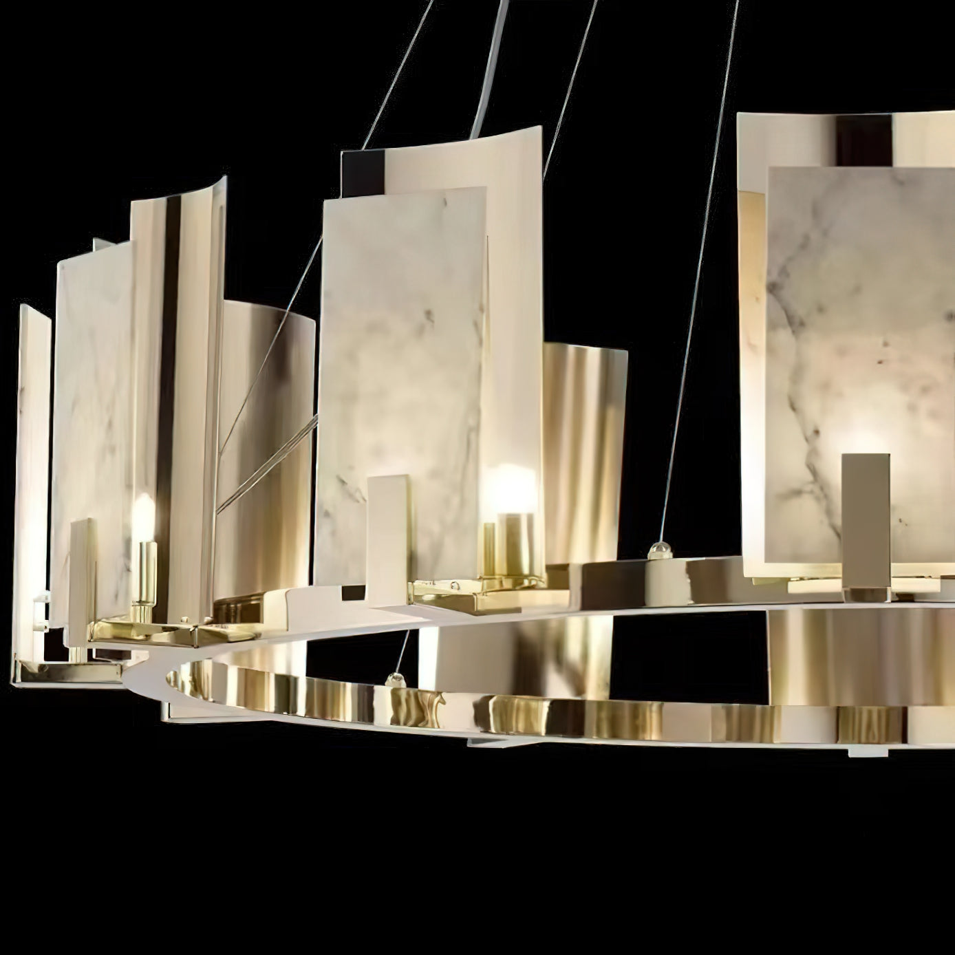 Nyraeila Postmodern Luxury Metal Alabaster Round Chandelier - Lamp Copper