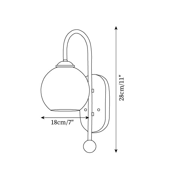 Wall Lamp Metal and Glass Smooth Globe with Wooden Backplate - Letslighting