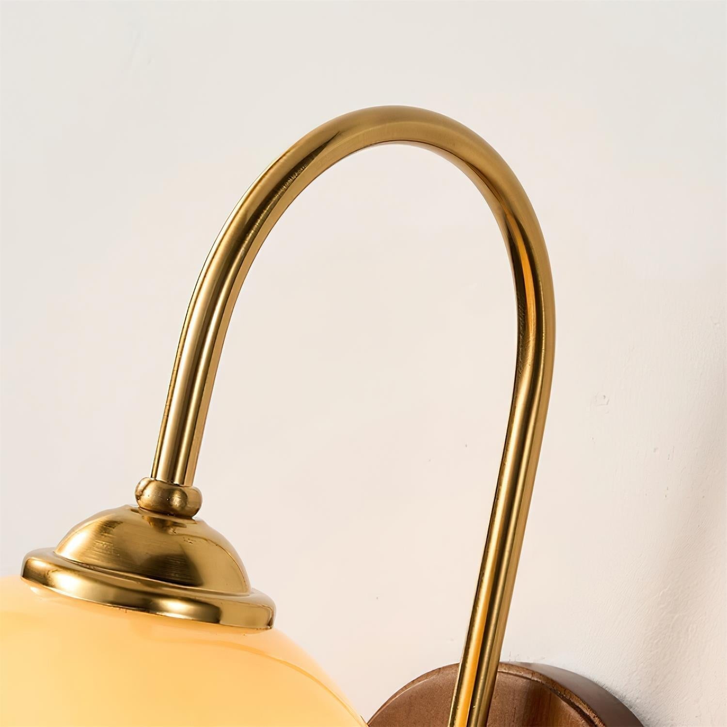 Wall Lamp Metal and Glass Smooth Globe with Wooden Backplate - Letslighting