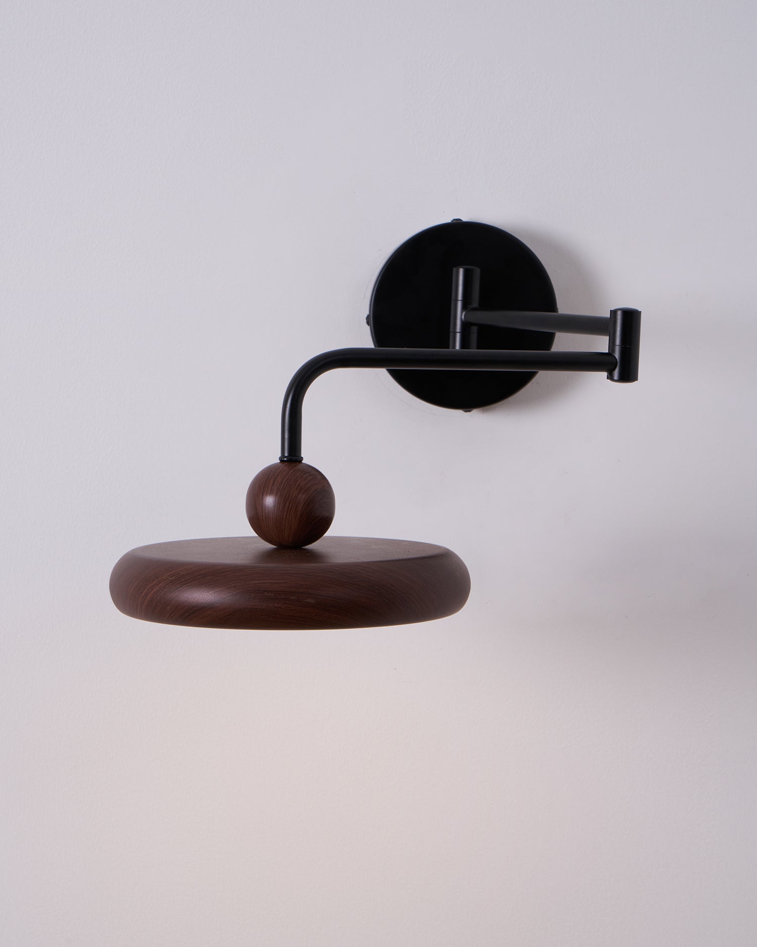 Kenshika Wooden Disc Black Wall Light - Letslighting