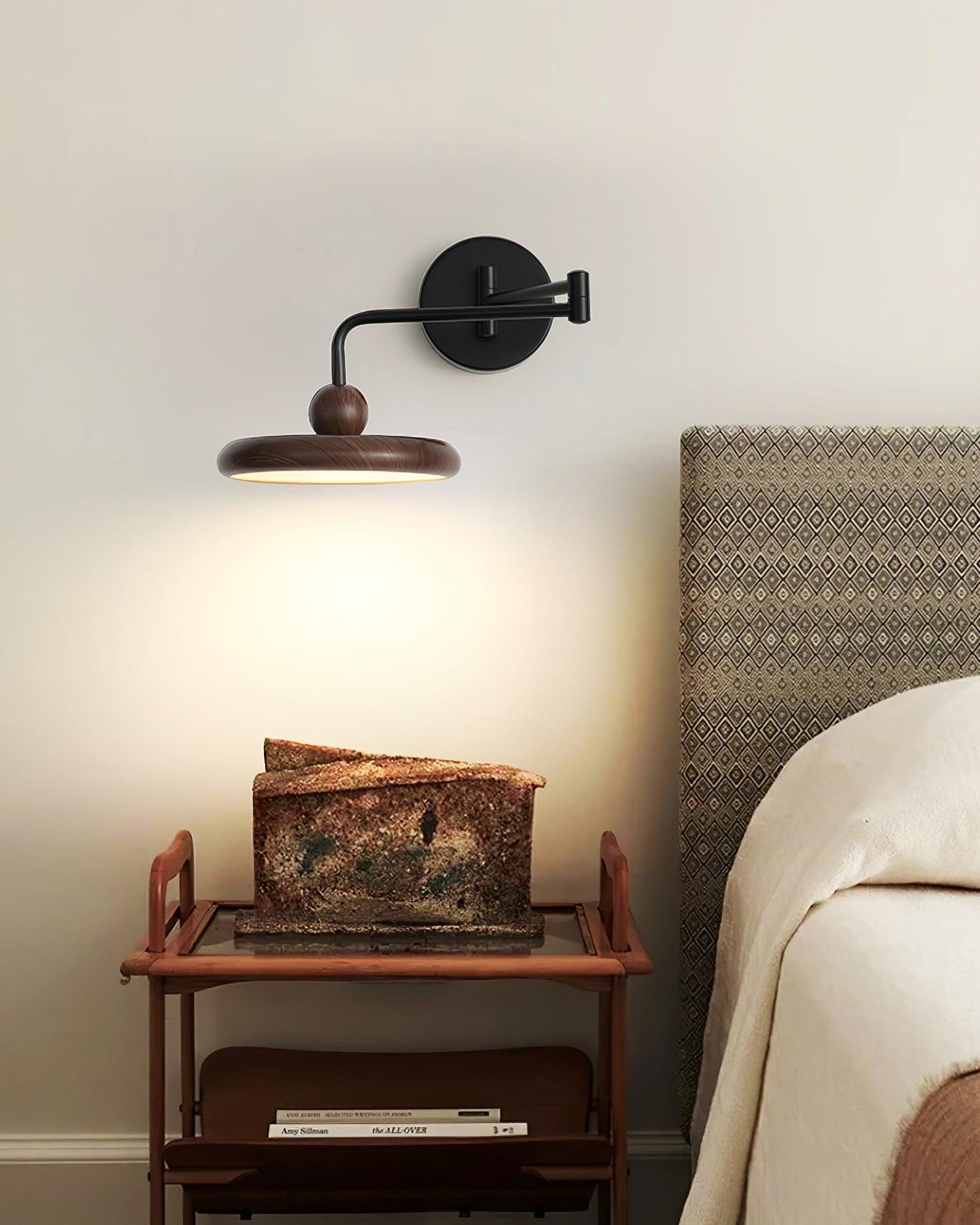 Kenshika Wooden Disc Black Wall Light - Letslighting