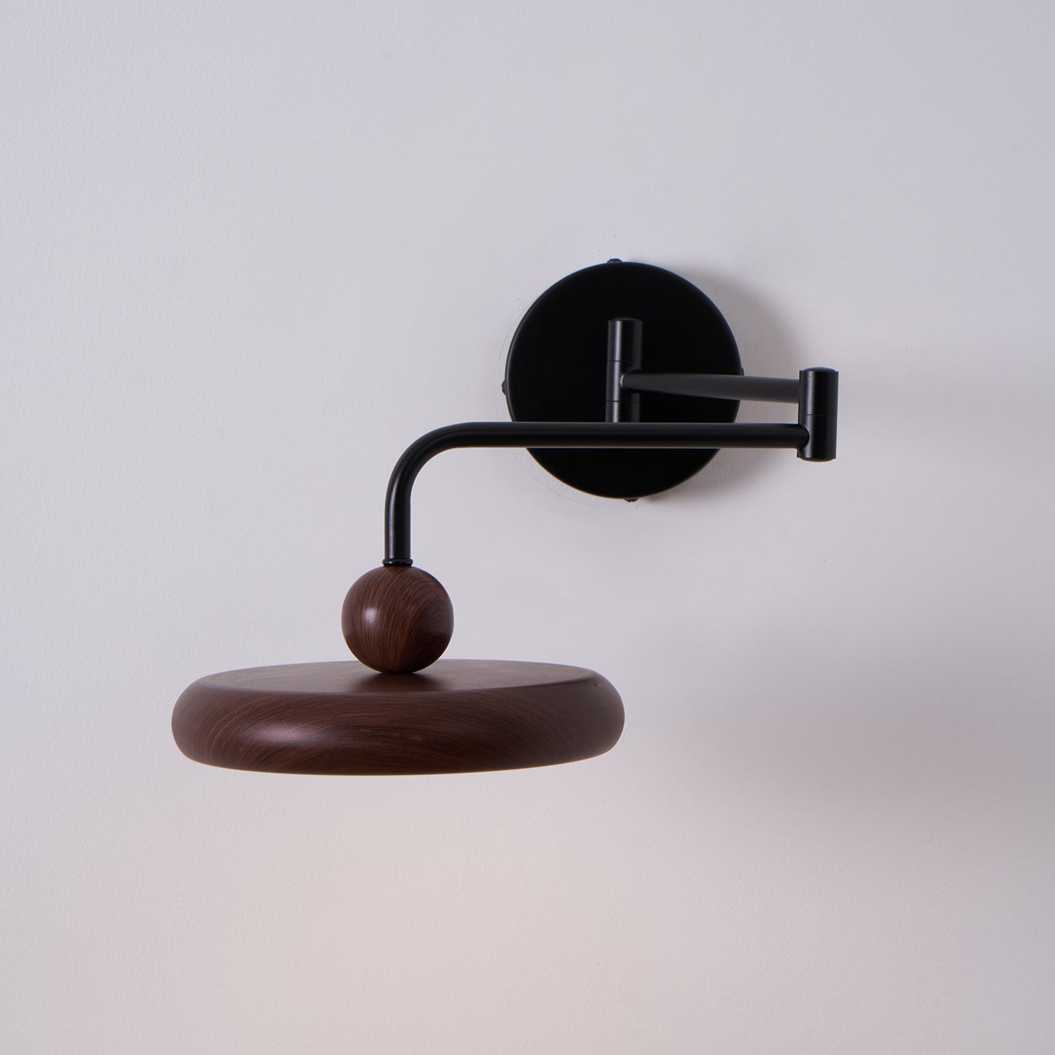 Kenshika Wooden Disc Black Wall Light - Letslighting