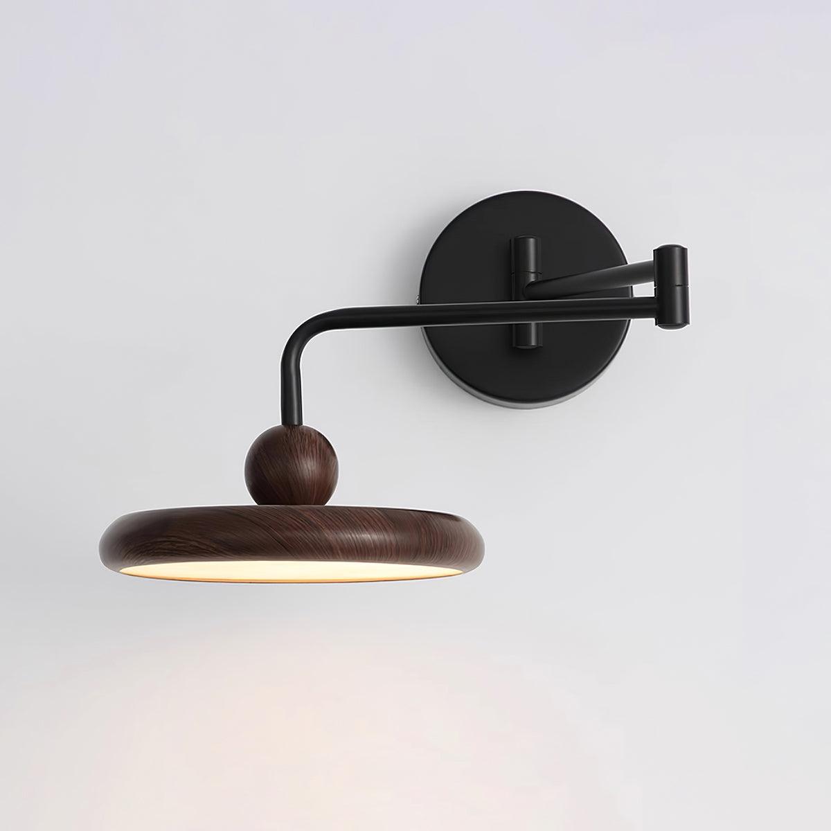 Kenshika Wooden Disc Black Wall Light - Letslighting