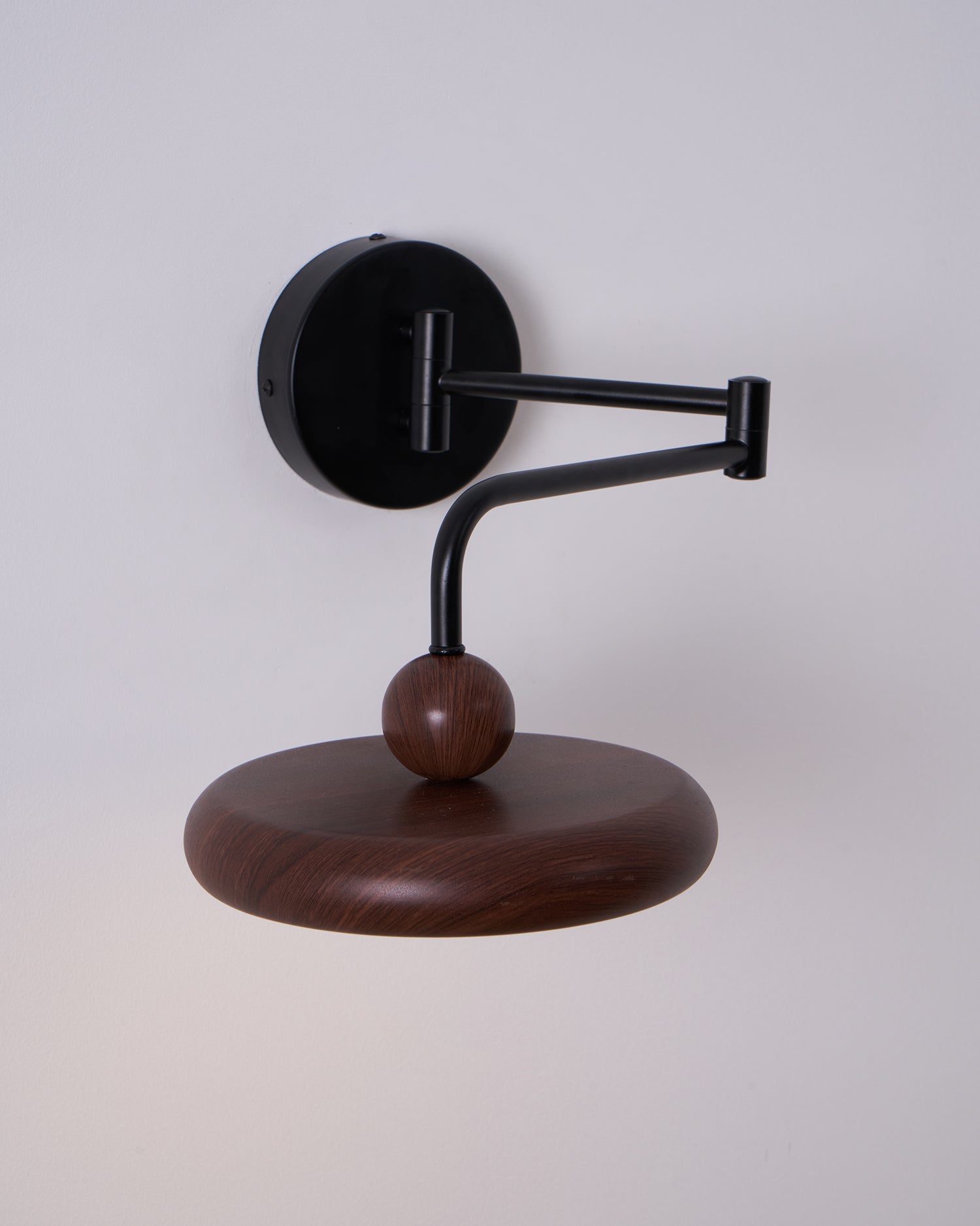 Kenshika Wooden Disc Black Wall Light - Letslighting