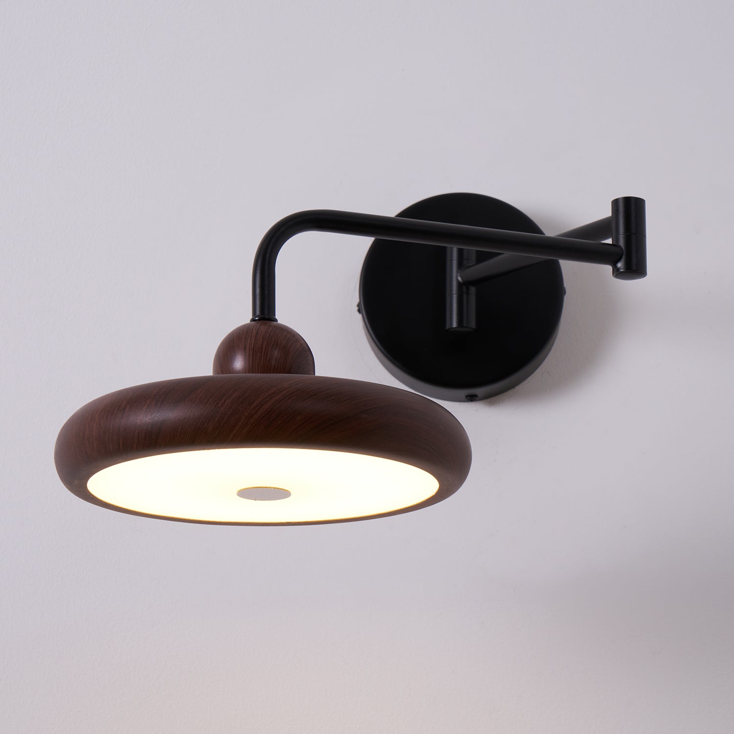 Kenshika Wooden Disc Black Wall Light - Letslighting