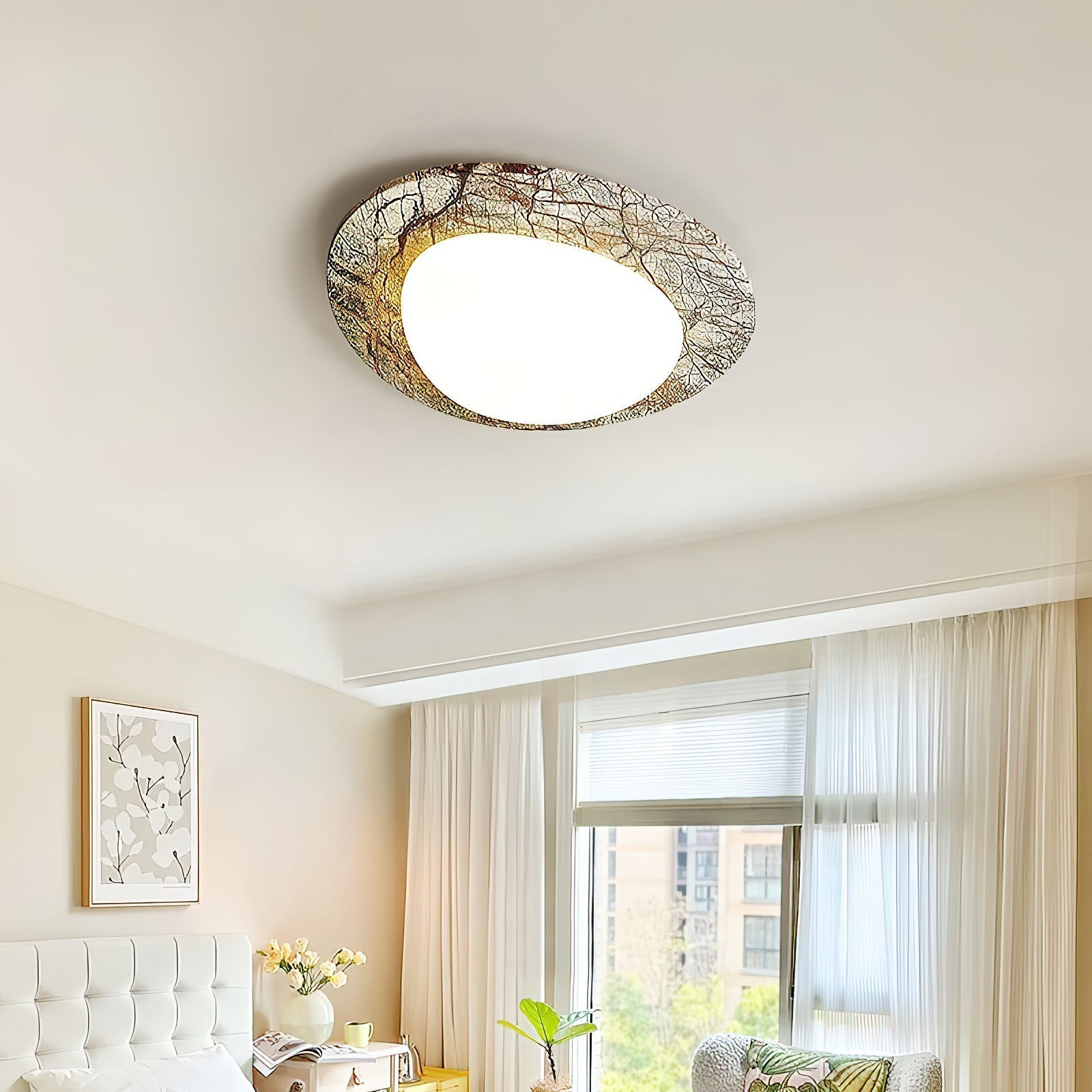 Cishaora Modern Minimalist White Marble Ceiling Lamp - Lamp Copper