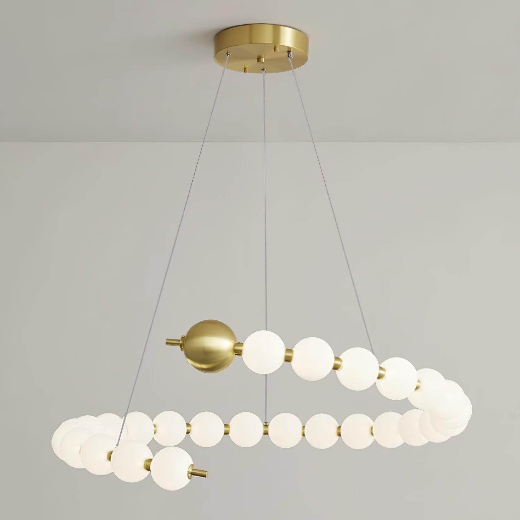 Chandelier Brass Ring Acrylic Spheres Modern Minimalist - Letslighting