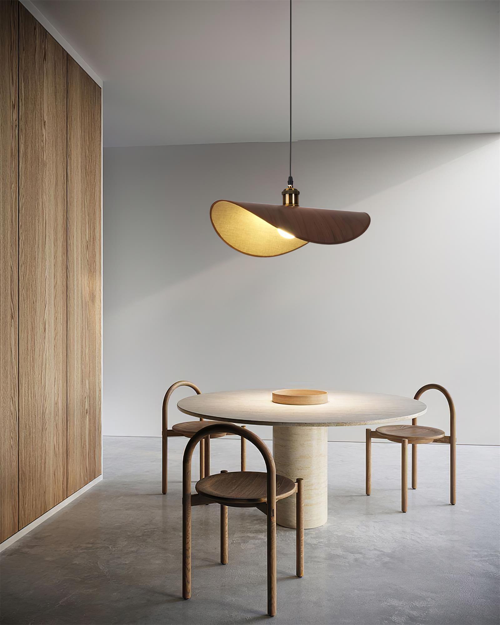 Pendant Lamp Linen Fabric Shade Wood - Letslighting
