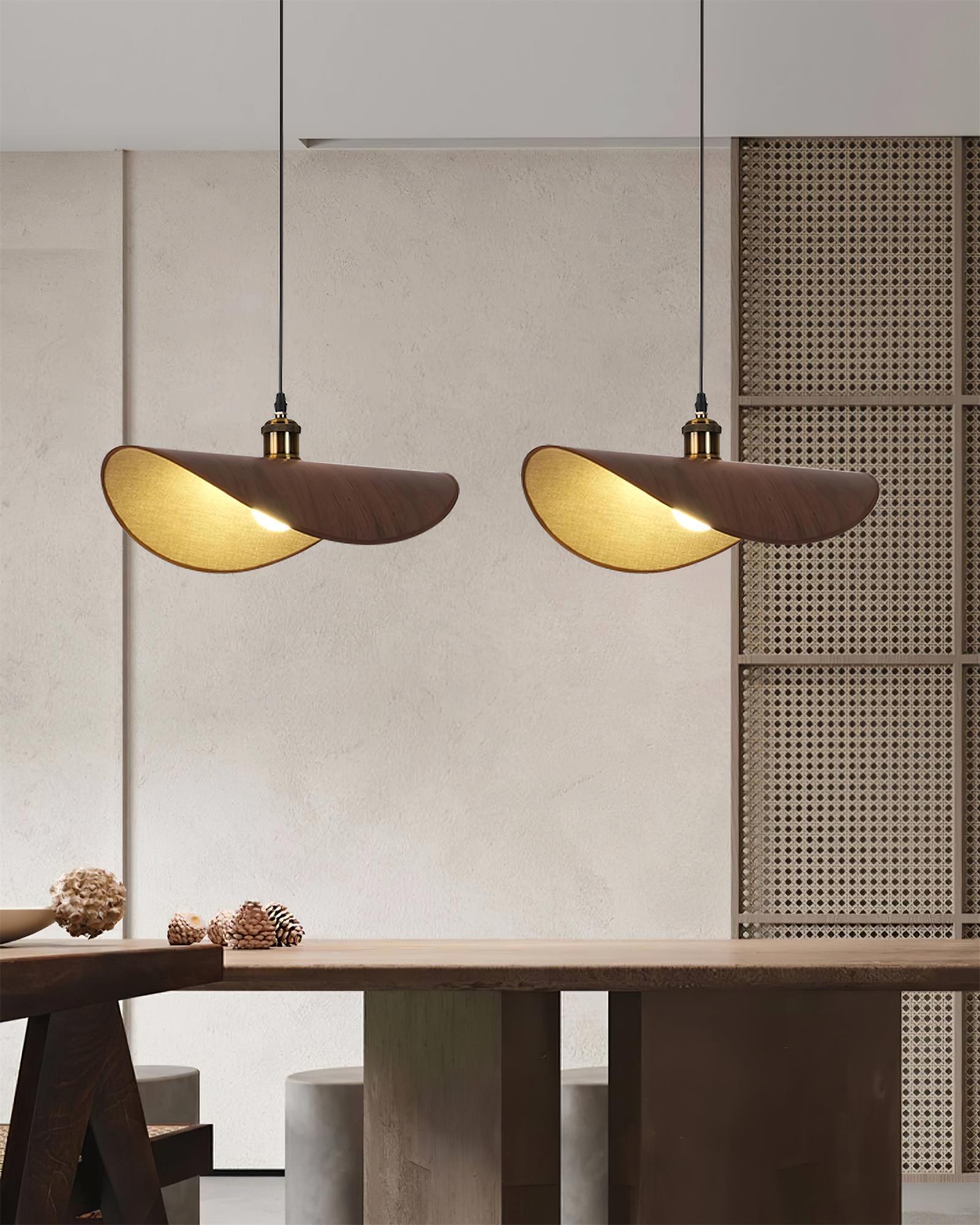 Pendant Lamp Linen Fabric Shade Wood - Letslighting