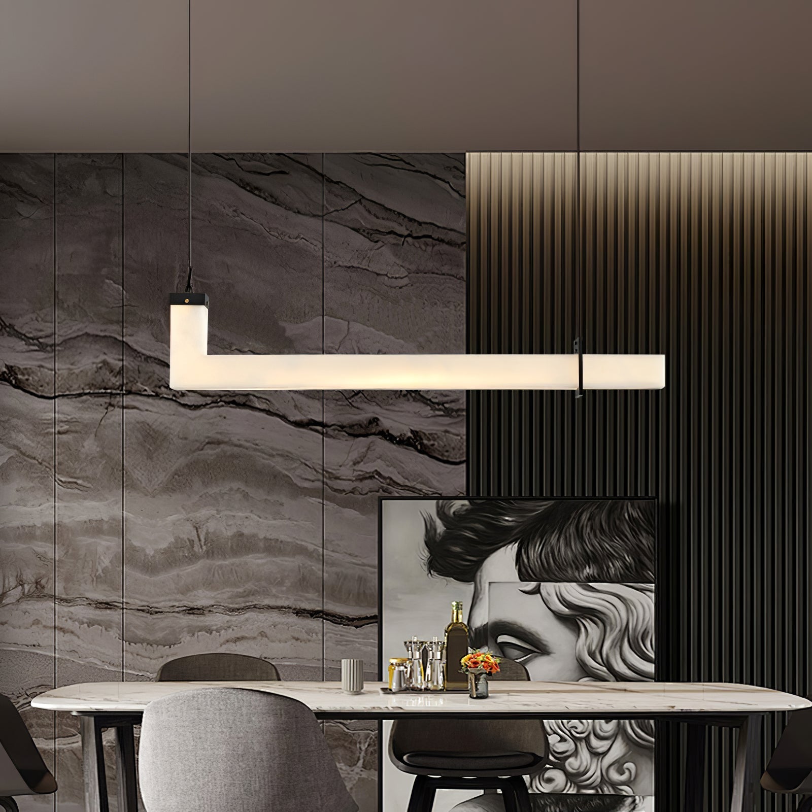 Astra Linear Alabaster Pendant Light - Letslighting