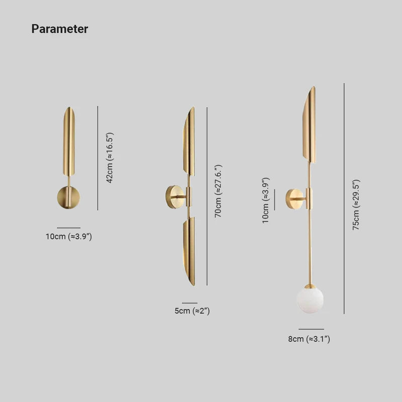 Arisha Posmoderno Doble Foco Metal Aplique de Pared Dorado