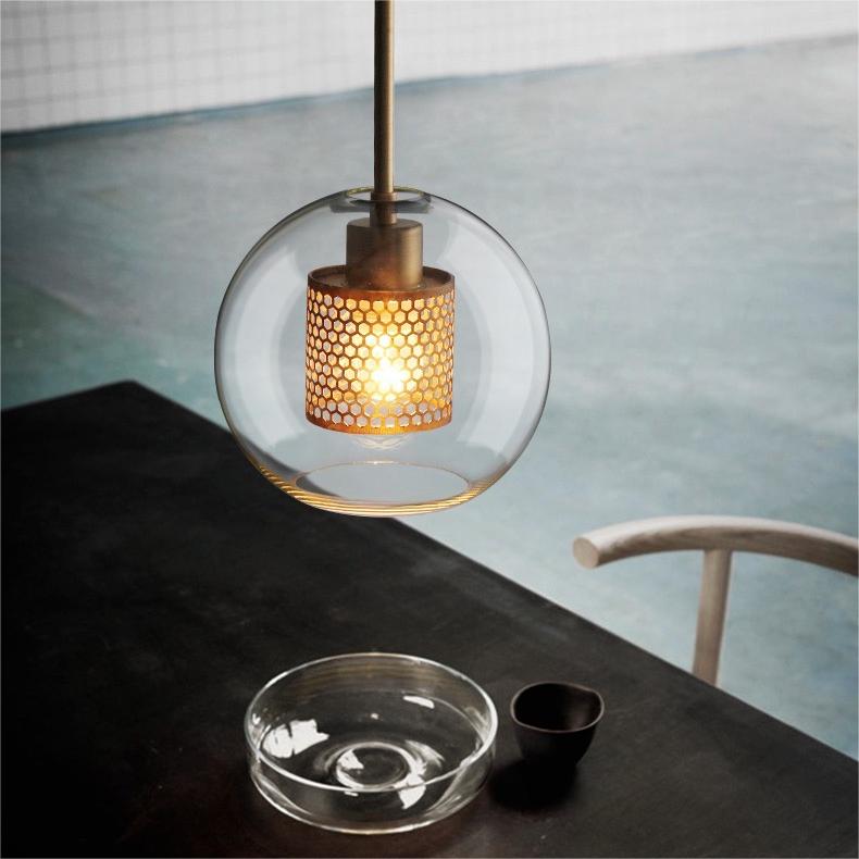 Arisha Industrial Bola/Cilíndrica Vidrio/Metal Lámpara Colgante Plata/Dorada