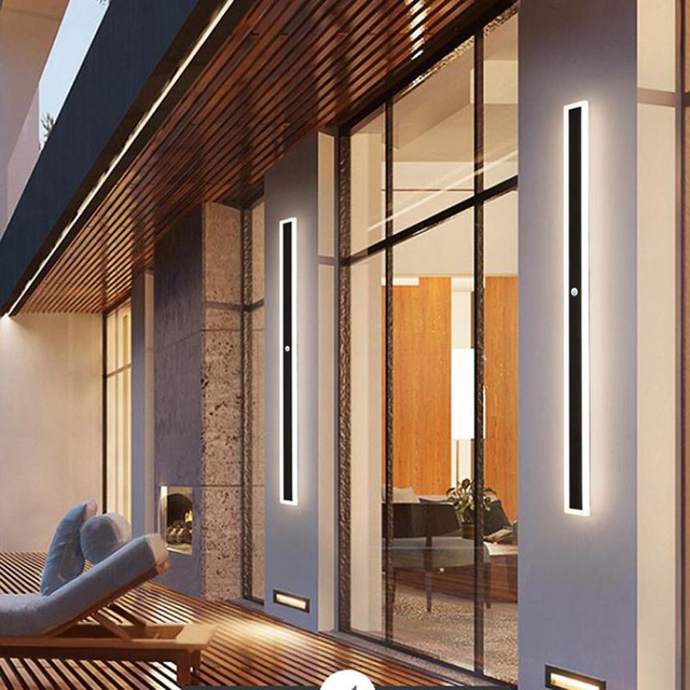 Ray Moderna Lineal Metal Aplique de Pared Exterior Negra