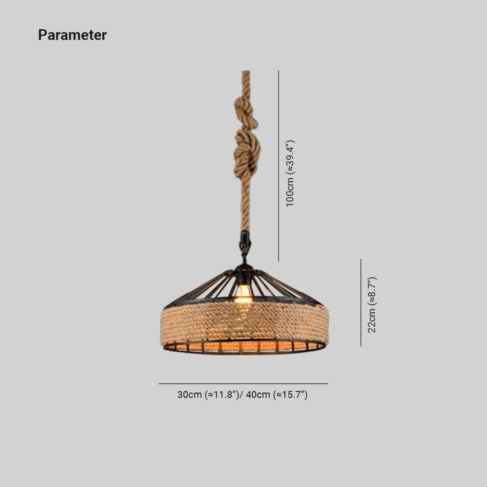 Silva Vintage Redonda Metal/Cuerda Lámpara Colgante Marrón