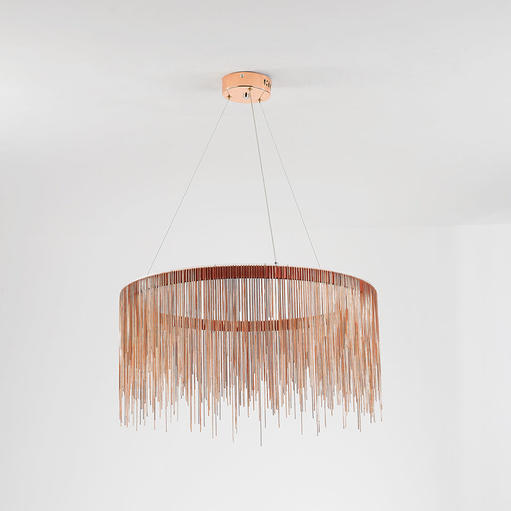 Arisha Decorativa Circulo Metal Lámpara Colgante Plata/Ora Rosa