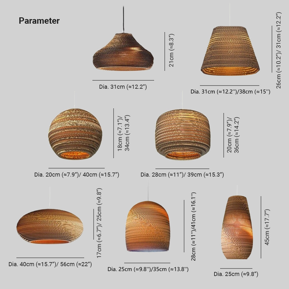 Vintage Natural LED Geométrica Lámpara Colgante Marrón