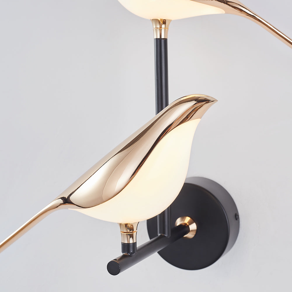 Arisha Decorativo Pájaro Metal/Acrílico LED Aplique de Pared Dorada