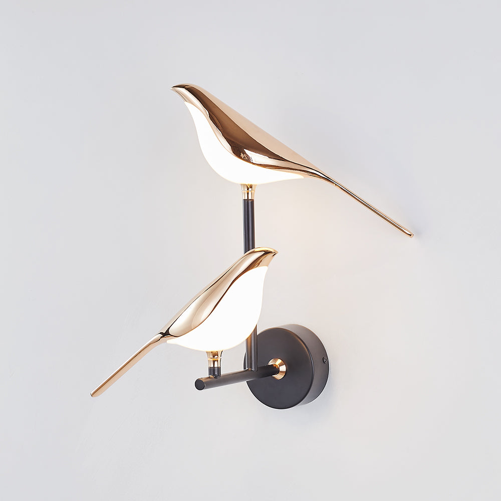 Arisha Decorativo Pájaro Metal/Acrílico LED Aplique de Pared Dorada