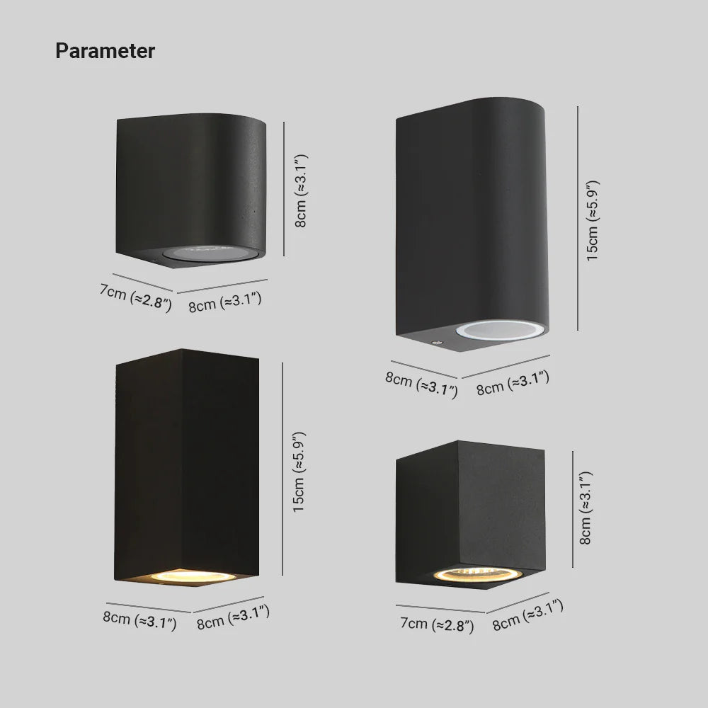 Ray Minimalista Rectangular Metal/Vidrio Aplique de Pared Negro