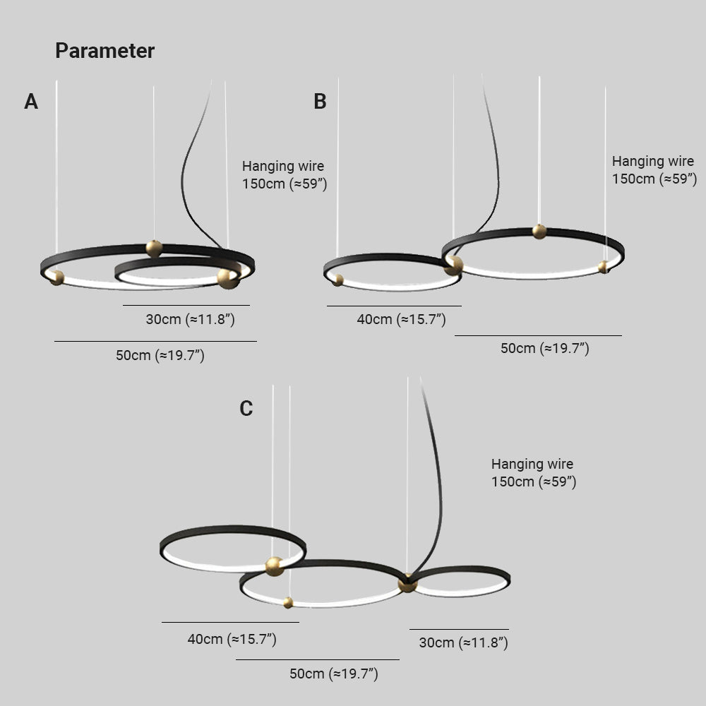 Arisha Minimalista Metal Anular Lámpara Colgante Negra