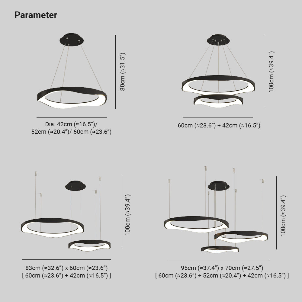 Arisha Moderna Minimalista Anillo Metal/Acrílico Lámpara Colgante Negra/Blanca