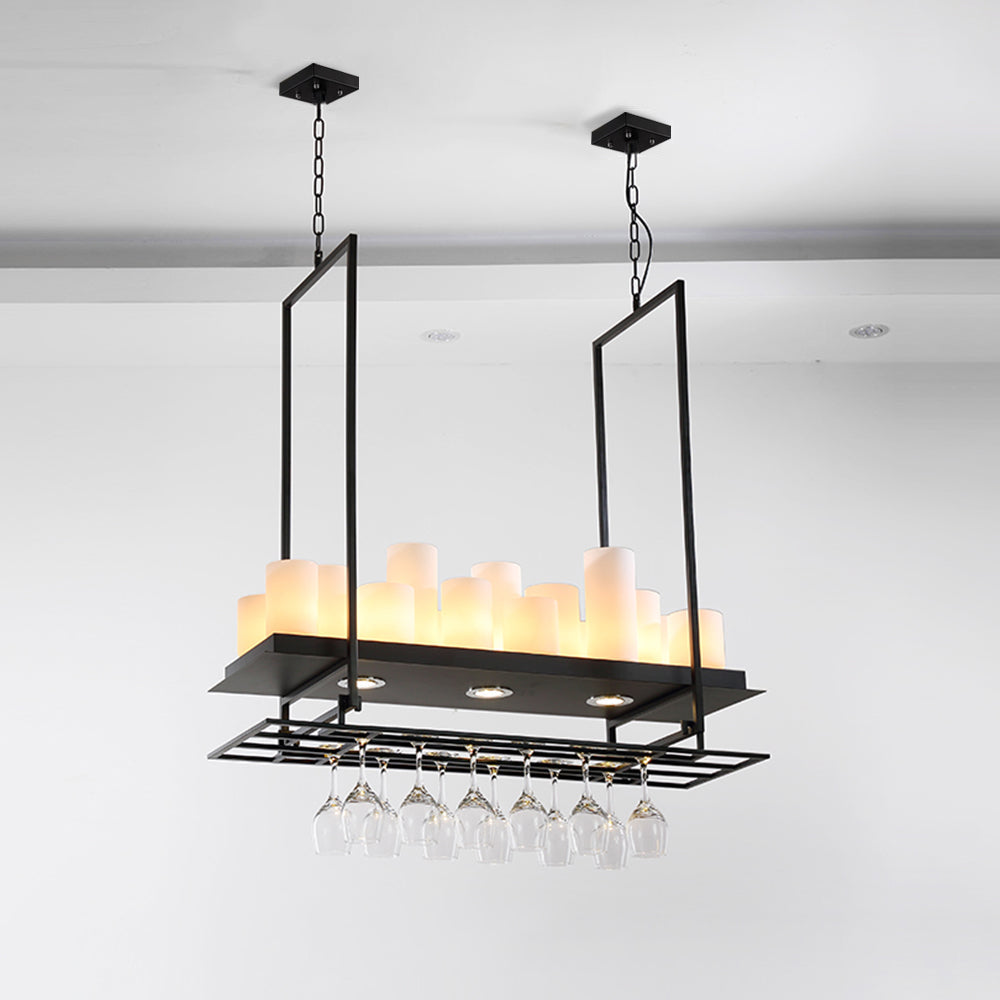 Silva Moderna Diseño Metal/Vidrio Lámpara Colgante Negra