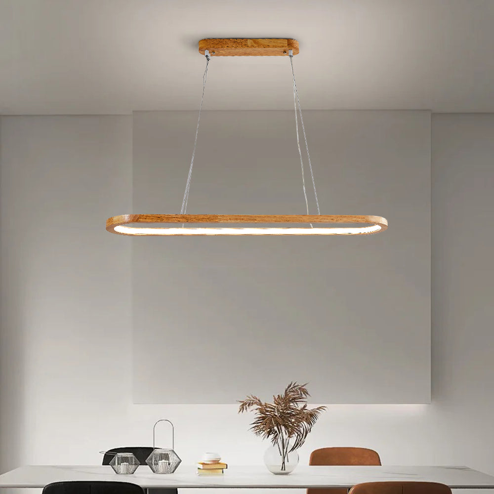 Muto Simple Nordica Ovalada Madera/Acrílico Lámpara Colgante Madera